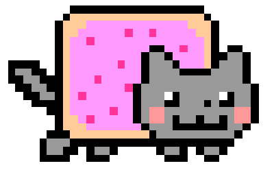 A looped GIF of Nyan Cat running.